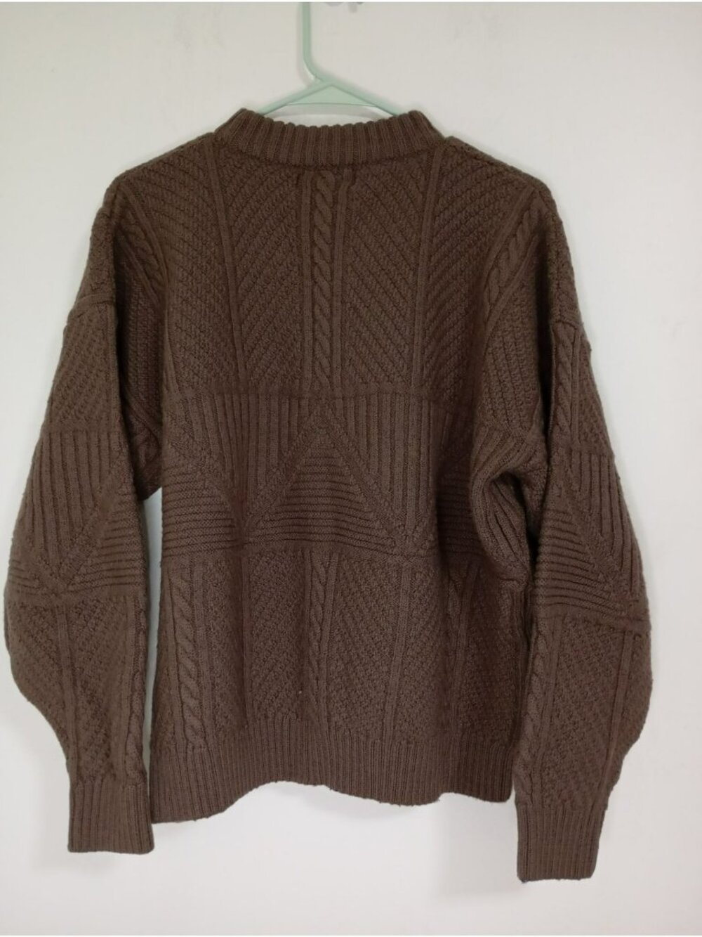 Vintage Matinique Sweater Cable Knit Wool Blend Mens Brown XL Made In Hong Kong